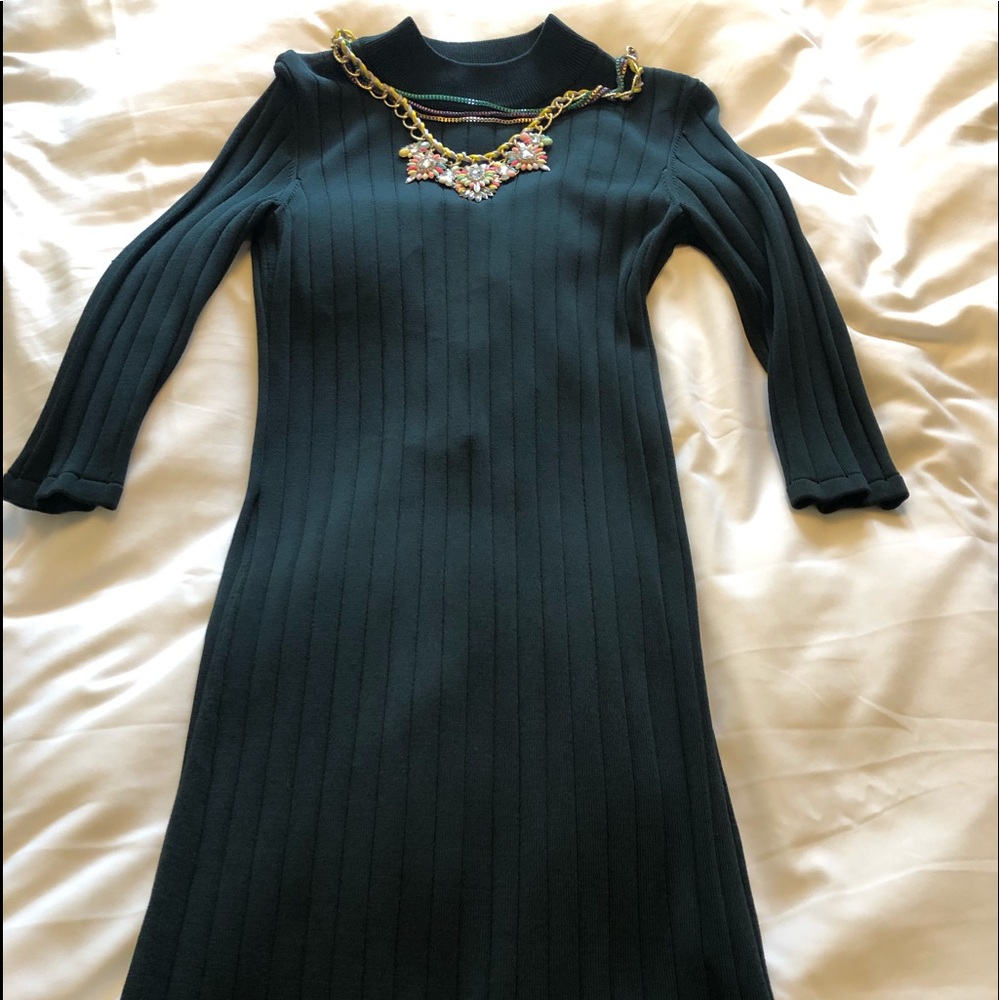Sweater dress in dark green